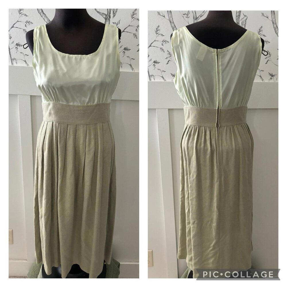Green vintage dress womens size small medium 1960s